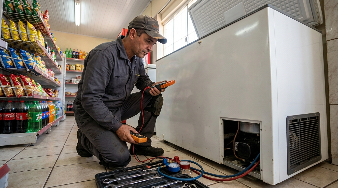 Reparo na placa eletrônica do freezer no Centro, Franca‑SP